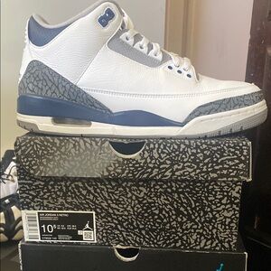 Jordan White and Blue Sneakers with Iconic Design
